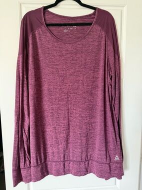 Reebok Women's Long Sleeve Crew Neck Tunic Length Top in Mauve